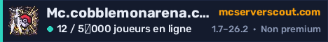 Bannière du serveur Mc.cobblemonarena.com