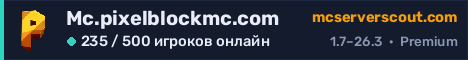 Баннер сервера Mc.pixelblockmc.com