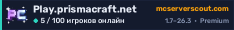 Баннер сервера Play.prismacraft.net