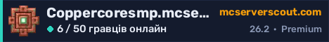 Банер сервера Coppercoresmp.mcserver.us