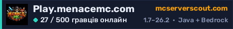 Банер сервера Play.menacemc.com