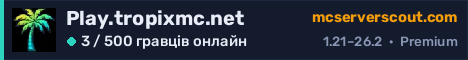 Банер сервера Play.tropixmc.net